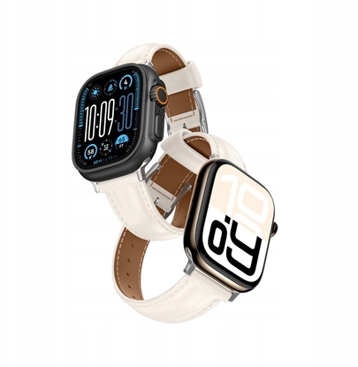 Изображение Skórzany pasek AMAZINGTHING Class Band do Apple Watch 45 / 46 / 49 mm - jasnobeowy