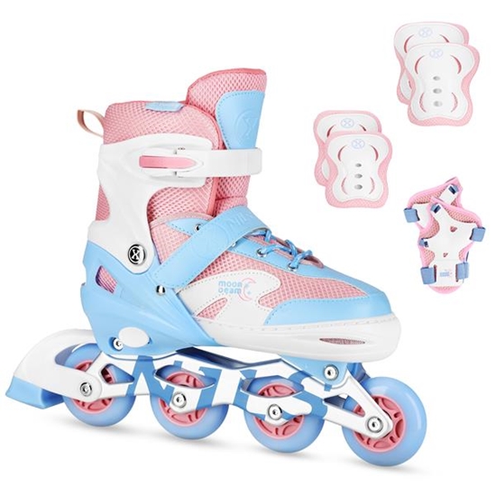 Picture of Skrituļslidas NA0189 SET LED IN-LINE SKATES HELMET AND PROTECTORS MOONBEAM WHITE SIZE. S(31-34) NILS EXTREME