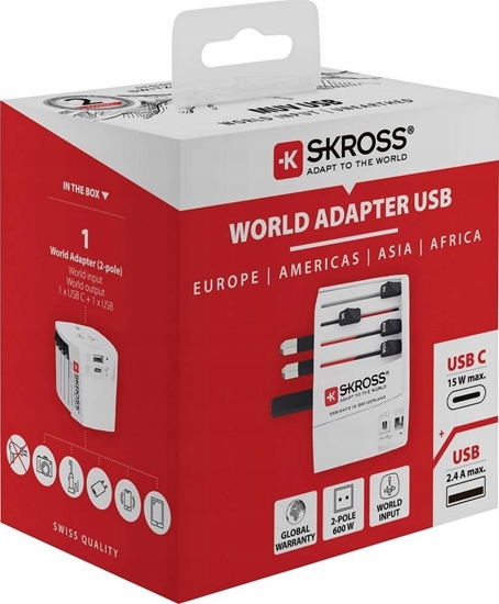 Picture of Skross MUV USB AC World Travel Adapter with USB, worldwide