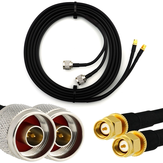 Picture of SMA Male to N Male 7m Twin Coaxial Cable — HF240 (LMR240 equivalent)