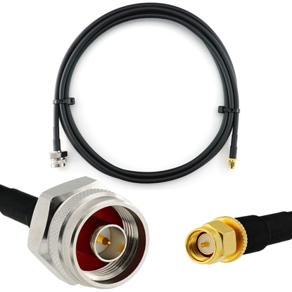 Picture of SMA Male to N Male Hex 1m Coaxial Cable — HF240 (LMR240 equivalent)