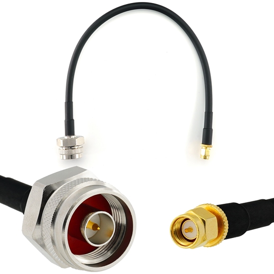 Picture of SMA Male to N Male Hex 30cm Coaxial Cable — HF240 (LMR240 equivalent)
