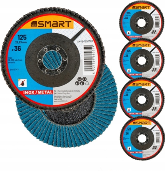 Picture of Smart tarcza listkowa inox/ metal 125mm gr 36 smart