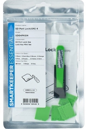 Picture of SmartKeeper MSD04PKGN 4 x Micro SD Port Blockers with 1 x Lock Key Mini Green SLSART-0321 SLSART0321 (SLSART-0321)