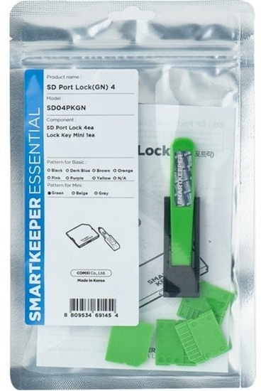Picture of SmartKeeper MSD04PKGN 4 x Micro SD Port Blockers with 1 x Lock Key Mini Green SLSART-0321 SLSART0321 (SLSART-0321)