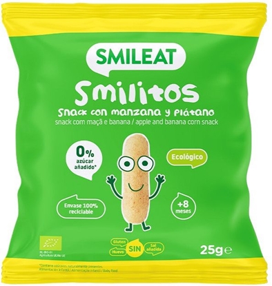 Attēls no Smileat Chrupki kukurydziane o smaku jabka i banana BIO Smilitos 8m+ 25g