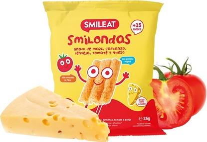 Attēls no Smileat Smileat, BIO Smilondas, Chrupki z ciecierzycy, kukurydzy i soczewicy, pomidorowo-serowe, 25 g