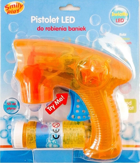 Изображение Smily Play Pomaraczowy pistolet do baniek mydlanych z pynem wiateka LED