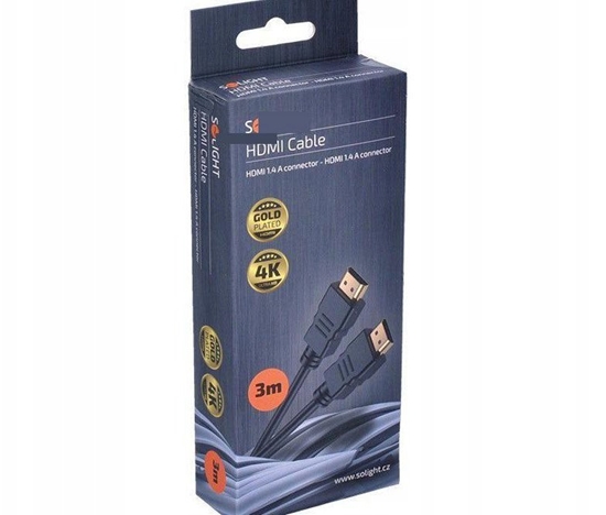 Изображение Solight HDMI kabel s Ethernetem, HDMI 1.4 A konektor - HDMI 1.4 A konektor, blistr, 3m