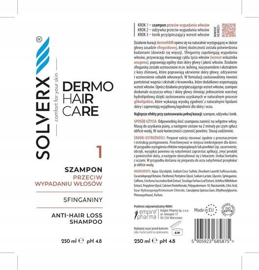Picture of SOLVERX Dermo Hair Szampon przeciw wypadaniu wosów Sfinganiny 250 ml