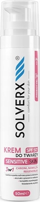 Изображение Solverx SOLVERX Sensitive Skin Krem do twarzy 3w1 z SPF50+ - skóra wraliwa 50ml