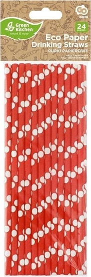 Picture of Somki papierowe czerwone w biae groszki 24szt