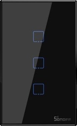 Picture of Sonoff T3US3C - 3-gang Wi-Fi Smart Wall Switch US - Black