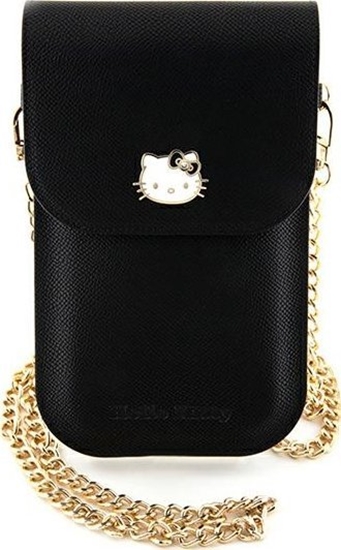 Picture of Sourcing Hello Kitty Handbag HKOWBPGHDLMK black/black Leather Metal Logo Chain