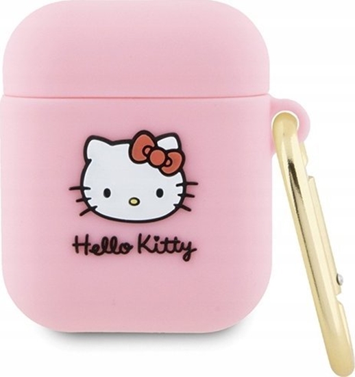 Picture of Sourcing Hello Kitty HKA23DKHSP Airpods 1/2 cover pink/pink Silicone 3D Kitty Head
