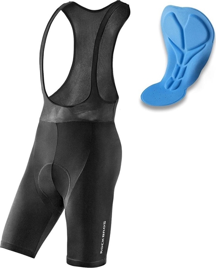 Изображение Spodenki rowerowe kolarskie krótkie na szelkach z wkadk XXL - czarne ROCKBROS