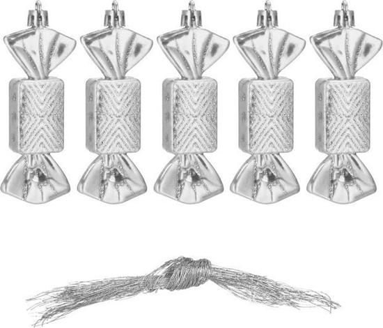 Picture of Springos Bombki choinkowe 5 szt. ozdoby witeczne zestaw cukierki 8cm srebrny UNIWERSALNY