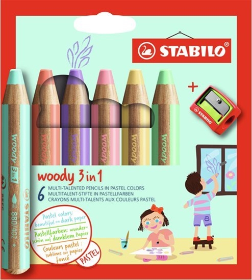 Picture of Stabilo STABILO woody 3 in 1, Assorted colours, 6 pc(s)