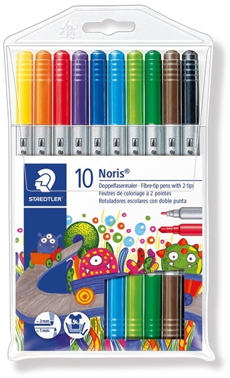 Изображение STAEDTLER Noris Club Fasermaler mit Doppelspitze 10er Pack retail