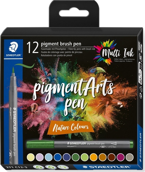 Изображение Staedtler STAEDTLER MultiInk Pigment Arts brush pen 12er-Set Nature retail