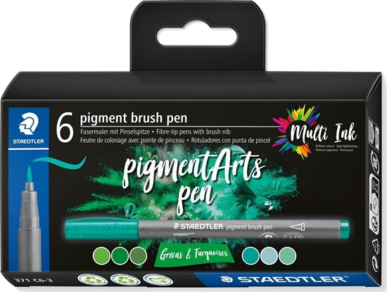 Picture of Staedtler STAEDTLER MultiInk Pigment Arts brush pen 6er-Set grün&türki retail
