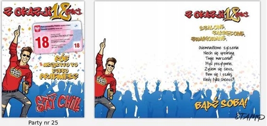 Picture of Stamp Karnet Party B6 + koperta wzór nr 25 Urodziny 18