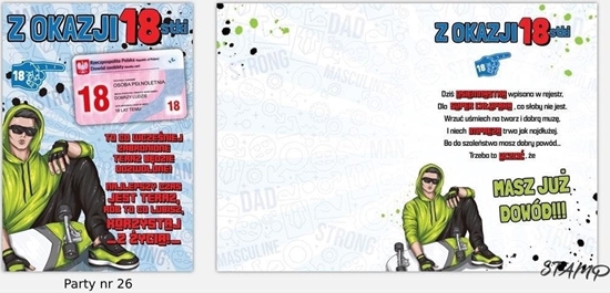 Picture of Stamp Karnet Party B6 + koperta wzór nr 26 Urodziny 18