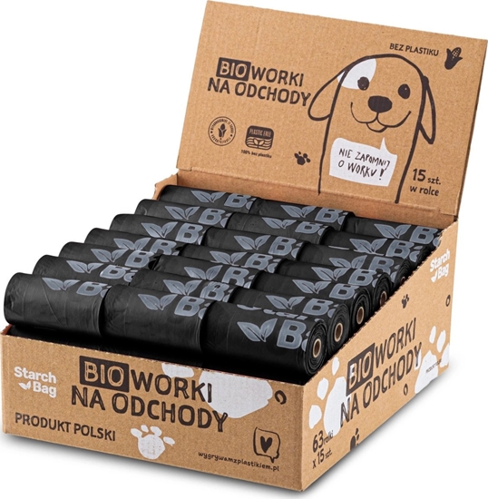 Picture of STARCHBAG Kompostowalne BIOworki na odchody 63 rolki x 15szt, kol. czarny