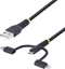 Attēls no Kabel USB StarTech USB-A - USB-C + microUSB + Lightning 1 m Czarny (RLTCUB1MBK)