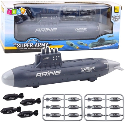 Attēls no Statek ód Podwodna Strzelajca Torpedami Napd Ciemnoszara 28cm LEAN Toys
