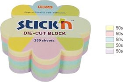 Изображение STICK N Notes STICK`N 67x67mm KWIATEK MIX 5 KOL. PASTELOWYCH, 250 kartek 21832