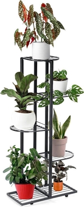Изображение Strado Kwietnik metalowy stojcy na 6 doniczek kwiatów 97x43x22cm (Czarny)
