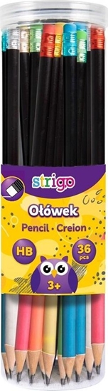 Picture of Strigo Oówek czarny z gumk± HB (36szt) STRIGO