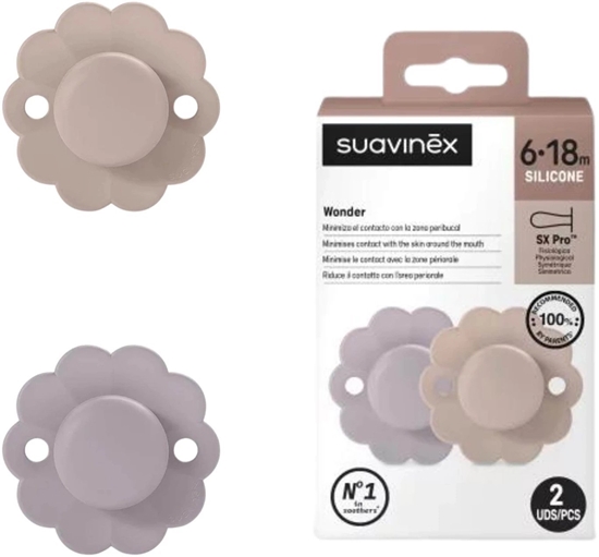 Picture of Suavinex Wonder sx dla fizjologicznych 6-18m 2 szt Mist Lavender + Pale Mau