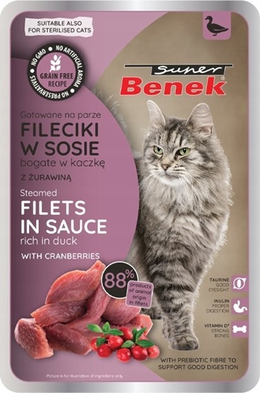 Picture of SUPER BENEK  SASZ.KOT 85g FILETY W SOSIE  Z KACZK i URAWIN /28