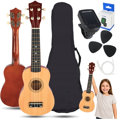 Picture of LUNA GUITARS SUPRIMO UK21 SET NW ukulele sopranowe 21" naturalny