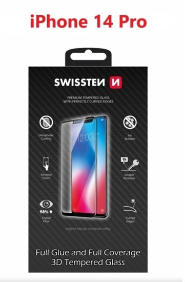 Изображение Swissten Ultra Durable Full glue / Full Face Tempered Glass Apple iPhone 14 Pro Black