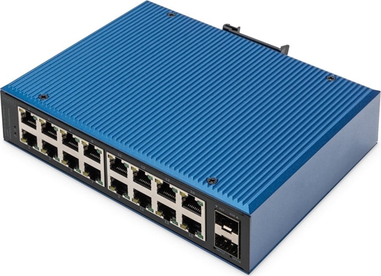 Picture of Digitus 16 port Gigabit Ethernet network switch, industrial, unmanaged, 2 SFP uplink