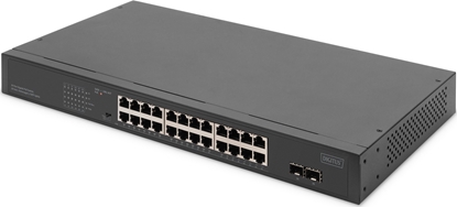 Picture of Digitus 24-Port Gigabit Netzwerkswitch, 19 Zoll, unmanaged,2 Uplink Ports, SFP