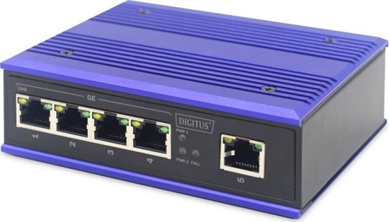 Изображение Digitus 4 port gigabit network switch, industrial, unmanaged, 1 RJ45 uplink