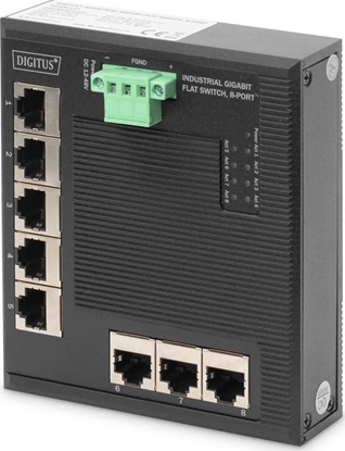 Изображение Digitus 8 Port Gigabit Ethernet Network Switch, Flat, Industrial, Unmanaged