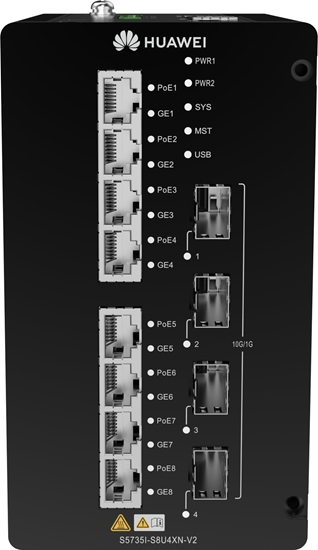Picture of Switch Huawei S5700 Series Ethernet Switch - 8*10/100/1000BASE-T ports, 4*10GE SFP+ ports, PoE++, DIN Rail Mountin
