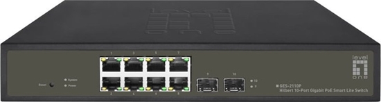 Picture of Level One LevelOne GES-2110P tīkla pārslēgs Vadīts L2 Gigabit Ethernet (10/100/1000) Power over Ethernet (PoE) Melns