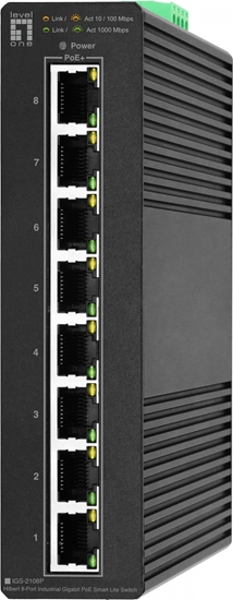Picture of Level One LevelOne IGS-2108P tīkla pārslēgs Vadīts L2 Gigabit Ethernet (10/100/1000) Power over Ethernet (PoE) Melns