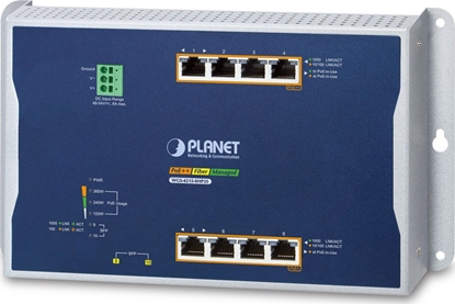 Picture of Switch Planet PLANET IP30, IPv6/IPv4, 4-Port Zarzdzany L2/L2+ Gigabit Ethernet (10/100/1000) Obsuga PoE Niebieski, Szary