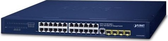Изображение Switch Planet PLANET IPv4/IPv6, 24-Port Zarzdzany L2/L4 Gigabit Ethernet (10/100/1000) 1U Niebieski