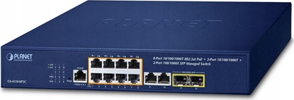 Picture of Switch Planet PLANET IPv4/IPv6, 8-Port Managed Zarzdzany L2/L4 Gigabit Ethernet (10/100/1000) Obsuga PoE 1U Niebieski