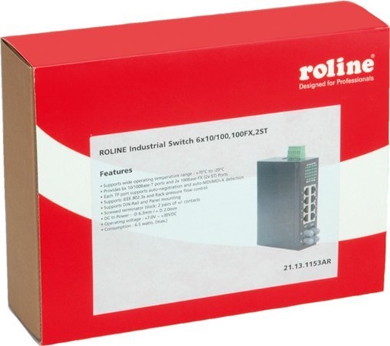 Picture of Roline Industrial Switch, 6x RJ-45, 2x ST, unmanaged