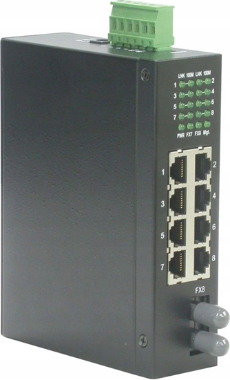 Picture of Roline Industrial Switch, 7x RJ-45, 1x ST, unmanaged