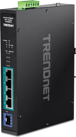 Picture of Trendnet 5-port Indust. Gbit PoE+ DIN-Rail Switch -20/+65°C